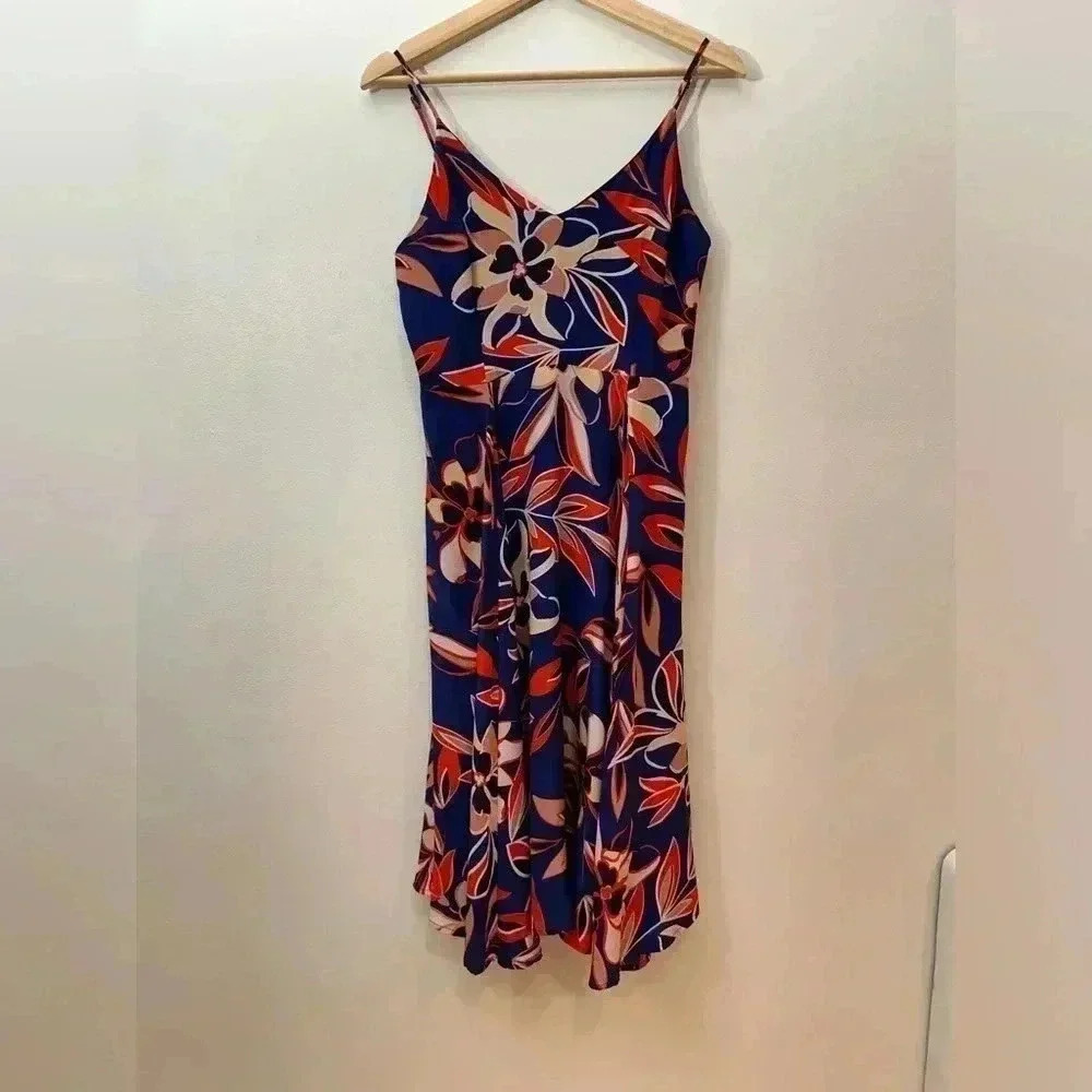 ANTHROPOLOGIE 100% Silk midi floral spaghetti strap sundress dress size S rio - Picture 5 of 8